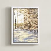 "Winter Walk" - Art Print in Gold Orche by Amy Hall - Framed Canvas