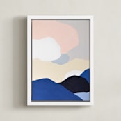 "Blue Mountains" - Art Print in blue by Jennifer Hallock - Framed Canvas