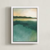 "Tranquil Harbor" - Art Print in Tranquil Green by AlisonJerry - Framed Canvas