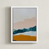"Moving Mountains I" - Art Print in River Blue by Kayla King - Framed Canvas