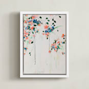 "Cascade" - Art Print in Coral by Sonal Nathwani - Framed Canvas