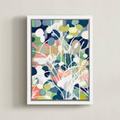 "Summer Rising" - Art Print in Slate Blue by Nancy Ramirez - Framed Canvas