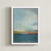 "Morning Walk" - Art Print in Morning Blue by AlisonJerry - Framed Canvas