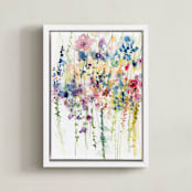 "Wildflowers" - Art Print in rose by Lindsay Megahed - Framed Canvas
