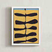 "Leaves and a Stem" - Art Print in Marigold by Deborah Velasquez - Framed Canvas