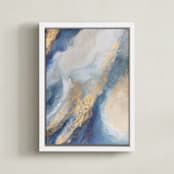 "Dancing at Dawn" - Art Print in Soft Blue by Julia Contacessi - Framed Canvas