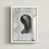 "Atmosphere" - Art Print in khaki and Off White by Angela Simeone - Framed Canvas