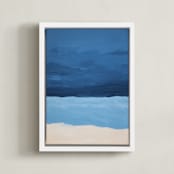 "Blue Horizon" - Art Print in deep blue by Colleen Ehrlich - Framed Canvas
