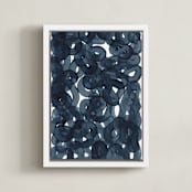"Indigo Ink" - Art Print in Indigo by Erin McCluskey Wheeler - Framed Canvas