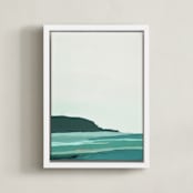 "Abstract Pacific Seascape Diptych 2" - Art Print in Turquoise by Caryn Owen - Framed Canvas