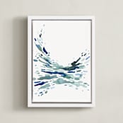 "Softly Swept" - Art Print in Green Blue by Katie Craig - Framed Canvas