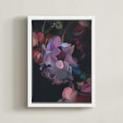 "Midnight Petals" - Art Print in Midnight Plum by Amy Hall - Framed Canvas