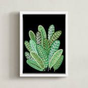 "Banana Leaf Bouquet II" - Art Print in Tropical Green by Madeline Trait - Framed Canvas