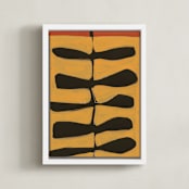 "Leaves and a Stem" - Art Print in orange by Deborah Velasquez - Framed Canvas
