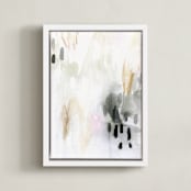 "Ever Softly" - Art Print in Charcoal by Melanie Severin - Framed Canvas