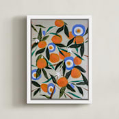 "Orange Tree" - Art Print in White by Rachel Roe - Framed Canvas