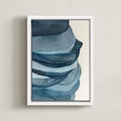 "Sky Pebbles 4" - Art Print in navy blue by Jenny Phillips - Framed Canvas