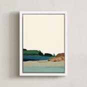 "Spring Seascape Diptych II" - Art Print in Blue Green by Caryn Owen - Framed Canvas