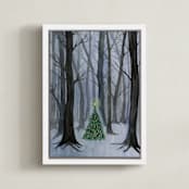 "Silent Night Woods" - Art Print in Winter by Karina Racz - Framed Canvas