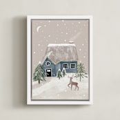 "Winter's Night" - Art Print in Dusk by Maja Cunningham - Framed Canvas