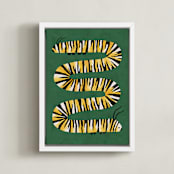 "Squiggly Caterpillar" - Art Print in Forest Green by Sabrina Excene - Framed Canvas