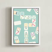"Playful Pairs" - Art Print in Aqua by Lauren Jinhee - Framed Canvas