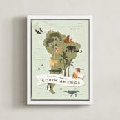 "Animals of South America" - Art Print in Moss by Kamala Nahas - Framed Canvas