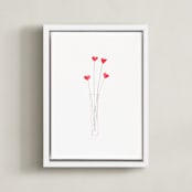 "Watercolor Heart Bouquet" - Art Print in Rose by Belia Simm - Framed Canvas
