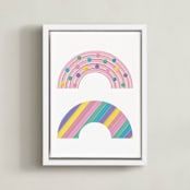 "Funny Rainbows" - Art Print in Confetti Pink by Emanuela Carratoni - Framed Canvas