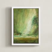 "Outrunning the Wind" - Art Print in Leafy Green by Stacy Kron - Framed Canvas