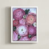 "Arleth ranunculus bouquet" - Art Print in Cool pink by Rosana Laiz Blursbyai - Framed Canvas