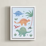 "Painted Dinos 2" - Art Print in Ocean by Teju Reval - Framed Canvas