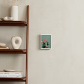 "Pink and Green Garden Abstract" - Art Print in Dark mint green by Caryn Owen - In a Room