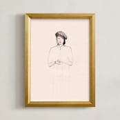 "Minimalist Woman" - Art Print in Cream by Marta Crea - Framed