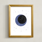 "Moon Magic & You" - Art Print in Periwinkle Blue by Emanuela Carratoni - Framed