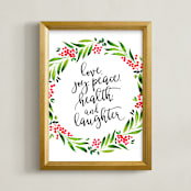 "Best wishes greenery wreath" - Art Print in Classic by Rosana Laiz Blursbyai - Framed