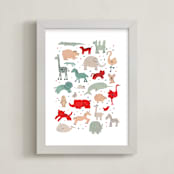"anim-alphabet" - Art Print in cardinal by Sarah York - Framed