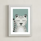 "Snow Leopard" - Art Print in Duck Egg by 2birdstone - Framed