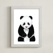 "Baby Panda" - Art Print in midnight by Cass Loh - Framed