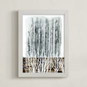 "Upper Reaches II, Modern Landscape" - Art Print in Cloud by Kathleen Ney - Framed