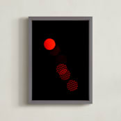 "Red Bokeh #4" - Art Print in Bright Red by Jonathan Brooks - Framed