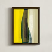 "Green Bottle Abstract" - Art Print in emerald green by Debra Pruskowski - Framed
