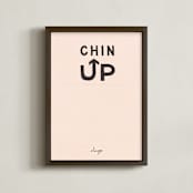 "Chin Up" - Art Print in Peach by Carrie ONeal - Framed