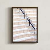 "Stairs of the Getty 2" - Art Print in warm neutral coral by Lisa Sundin - Framed