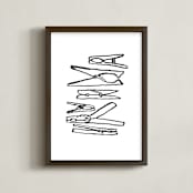 "Clothespins 2" - Art Print in Inky Black by Elliot Stokes - Framed