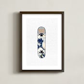"SK8 Deck - Wave" - Art Print in Blues and Grays by Celeste Duffy - Framed