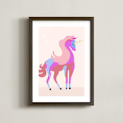 "Unicorns are real" - Art Print in Cotton Candy by Maja Cunningham - Framed