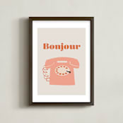"french phone" - Art Print in Blush by Morgan Kendall - Framed