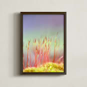 "Sporophyte" - Art Print in Muted Blues and Reds by Lynn Lehto - Framed