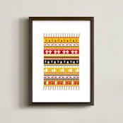 "Rustic Robot Rug" - Art Print in Mustard Yellow by Jan Shepherd - Framed